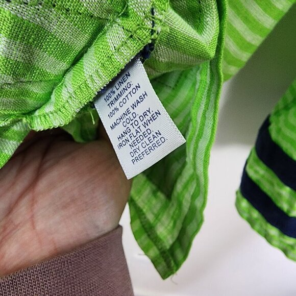 Sail to Sable Long Sleeve Linen Tunic Dress Coverup Green Blue Size 4 - Picture 14 of 14